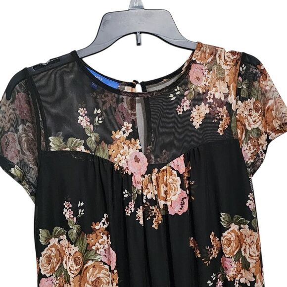 Apt. 9 Mini Dress S Black Floral Mesh Overlay - Picture 3 of 5